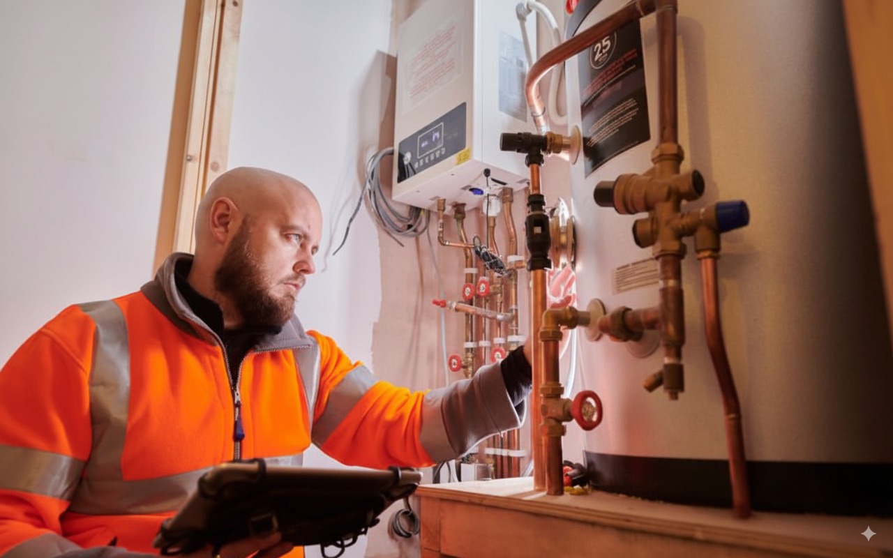 Professional Newcastle plumber at work